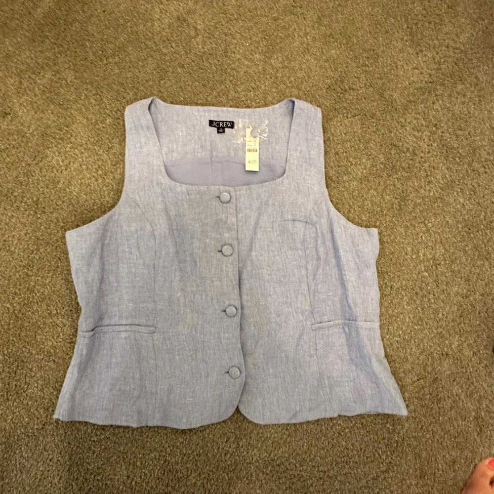 J. Crew Linen Fitted Vest - Picture 1 of 9